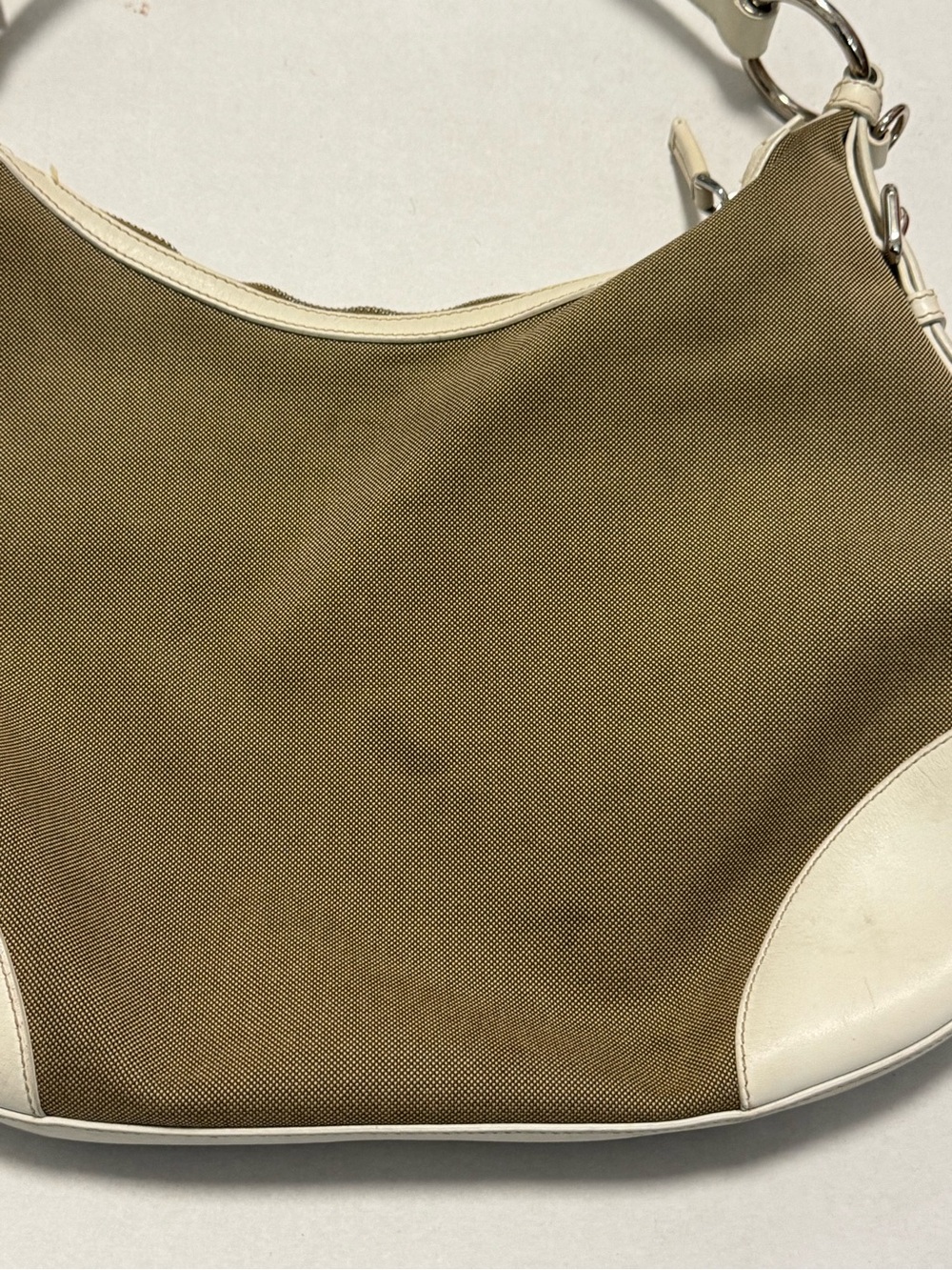 Prada Milano Canvas Shoulder Bag with White Leather Trim - Picture 4 of 14